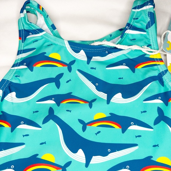 Frugi Whales Print One Piece Bathing Suit Size 2/3Y NWT - Picture 2 of 4